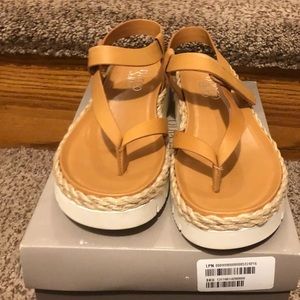 Size 6.5 Franco Sarto Leather strap espadrilles in the box. Only worn once.